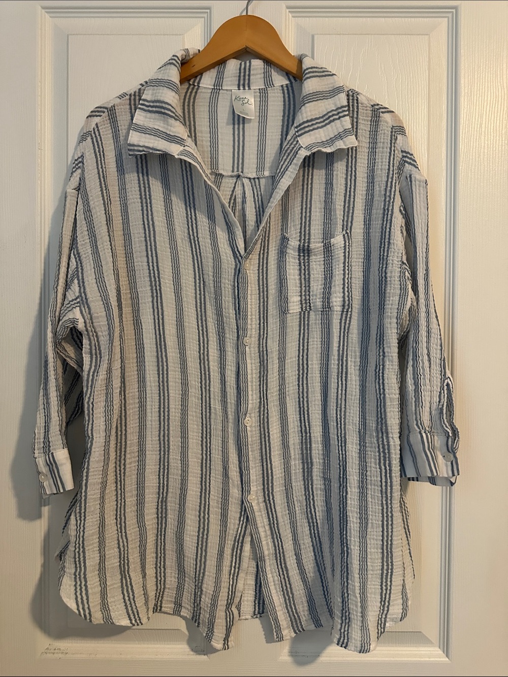 Kona Sol Striped Button-Up Swim Cover up